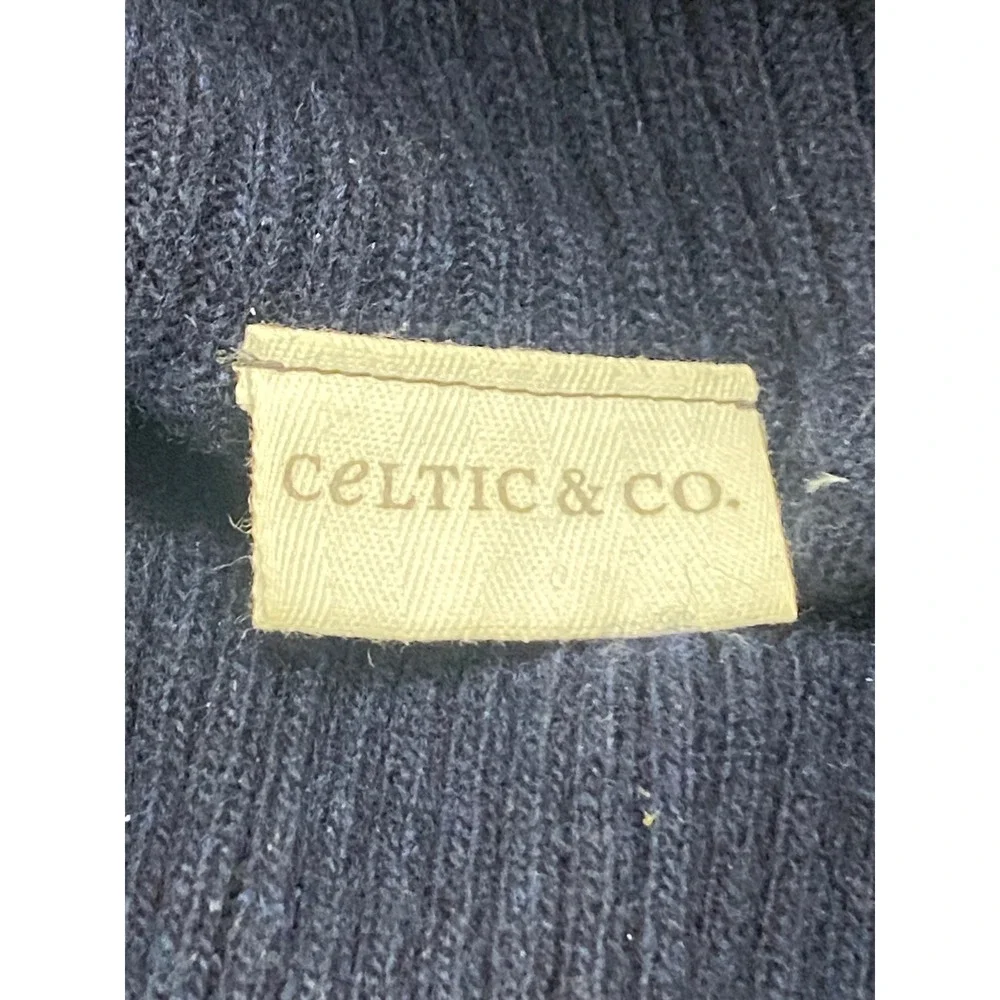 Celtic & Co Navy Blue Turtleneck Knit Sweater L‎ women's small 100% lambs wool